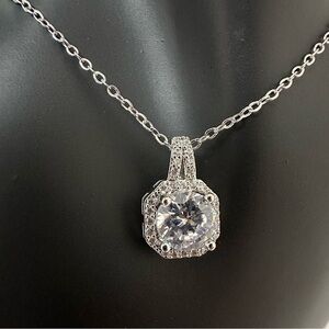 Zircon Square Diamond Pendant Necklace